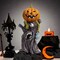 Halloween Pumpkin Stump Ghost Statue Spooky Pumpkin Head Resin Figurine Sculpture Indoor Outdoor Desktop Decoration